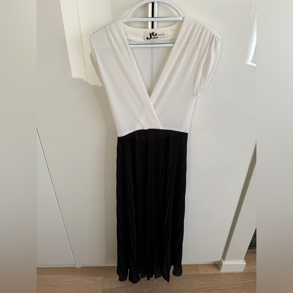 70s long black and white dress